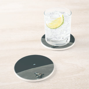 Posavasos Módulo Lunar Apolo y salida de la Tierra sobre la 