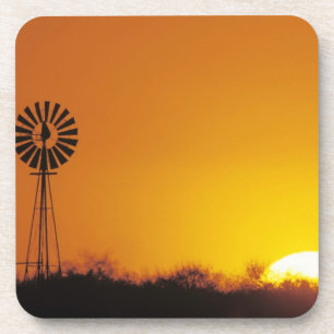 Posavasos Molino de viento al atardecer, Sinton, Texas, EE.