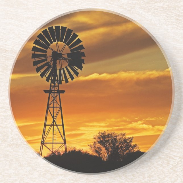 Posavasos Molino de viento y atardecer, William Creek, Oodna (Frente)