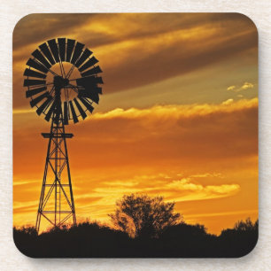 Posavasos Molino de viento y puesta de sol, William Creek, O