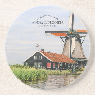 Posavasos Molino de viento Zaanse Schans Acuarela Patrimonio