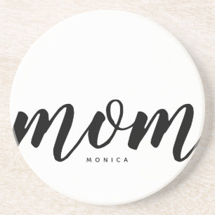 Posavasos Mom Black and White Minimalist Sandstone Coaster