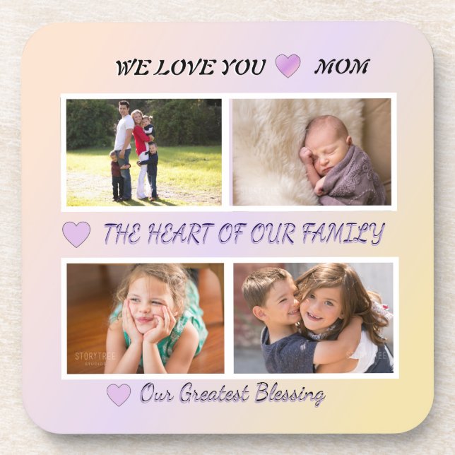 Posavasos Mom's Love - Pastel 4 Photo Tribute (Frente)