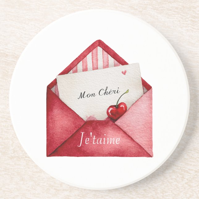 Posavasos Mon Cheri (mi querido) Je'taime (te amo) (Frente)