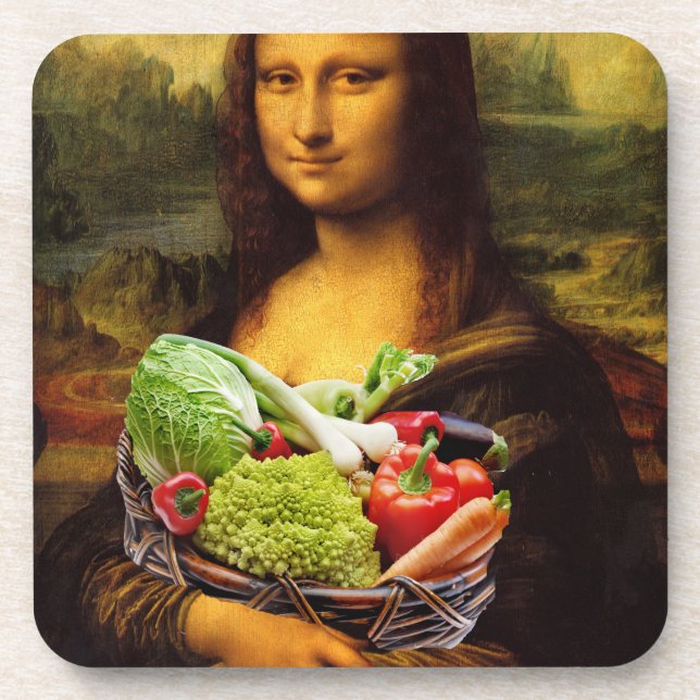Posavasos Mona Lisa ama a las verduras (Frente)