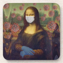 Posavasos Mona Lisa Jugando A Salvo Alrededor De Coronavirus