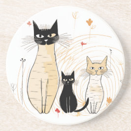 Posavasos Monasterio de arenisca de tres Kitties y Flores