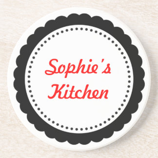 Posavasos Monasterio de cocina personalizado de vieira negro