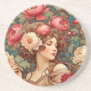 Posavasos Monasterio de Frutas Florales de Art Nouveau