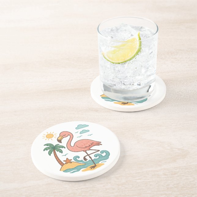 Posavasos Monasterio de piedra arenisca de flamenco rosa cap (Lado)