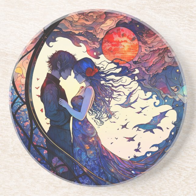 Posavasos Monasterio de piedra arenisca de vidrio manchado (Frente)