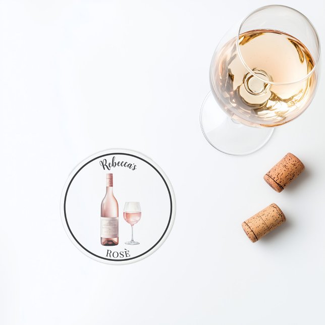 Posavasos Monasterio de Rosé Wine Lover - Vino personalizado (personalized rosé wine coaster custom name)