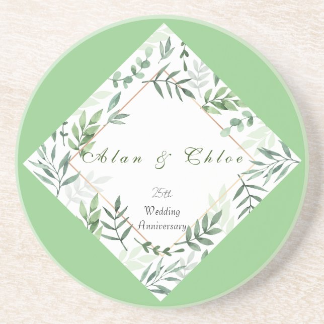 Posavasos Monasterio de Sandstone Boda Botánico Verde (Frente)