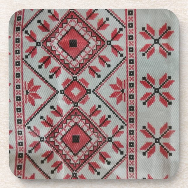 Posavasos Monasterio rojo y negro decorativo (Frente)