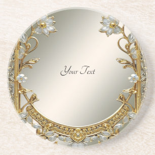 Posavasos Monastre de arenisca blanca con ornamento dorado