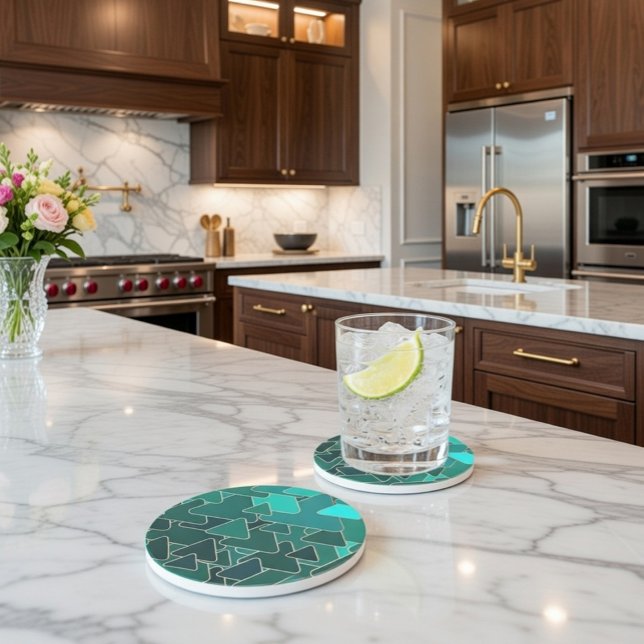 Posavasos Monastre de arenisca geométrica Verde azulada y do (Subido por el creador)