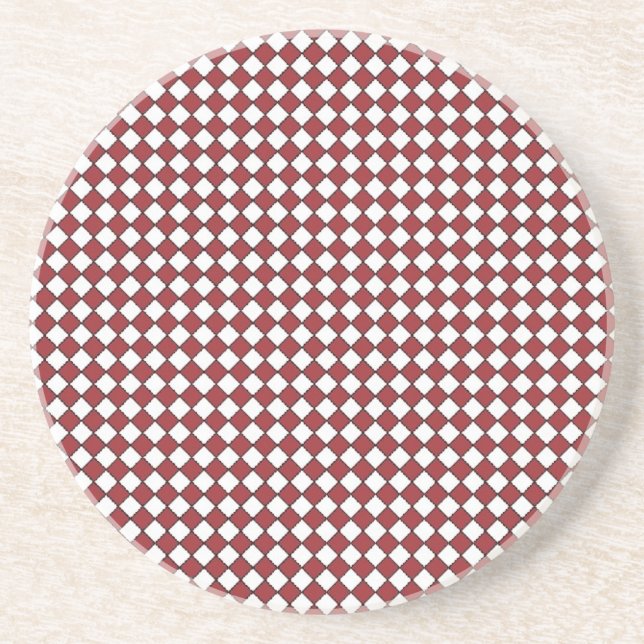 Posavasos Monastre de Gingham roja, negra y blanca (Frente)