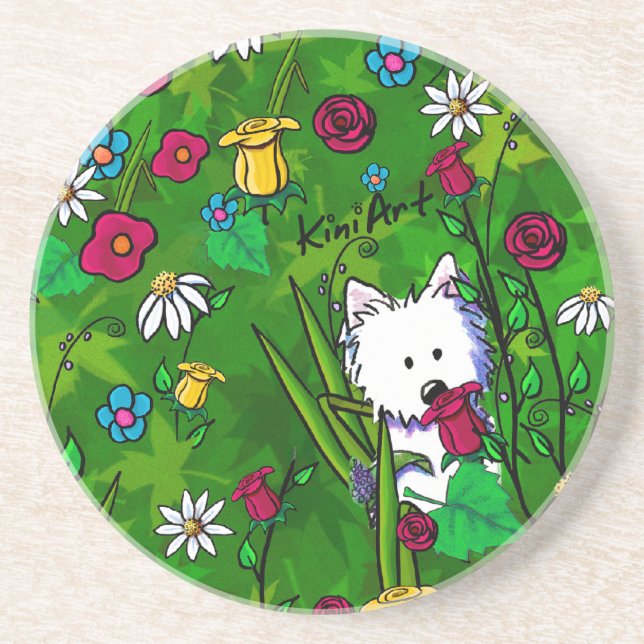 Posavasos Monastre De Perro Westie De Lecho Flor (Frente)