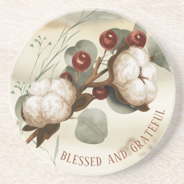 Posavasos Monastre de piedra elegante de la planta de algodó (Frente)