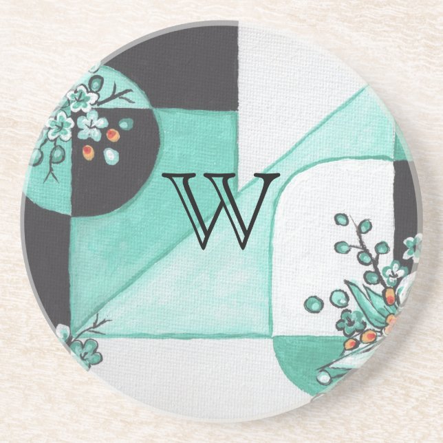 Posavasos Monastre verde azulada, negra y blanca (Frente)