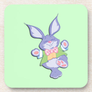 Posavasos Moneda de conejito malva de pascua bailando