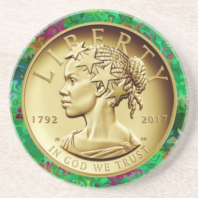 Posavasos Moneda de oro 225 Aniversario de la Libertad de Es (Frente)