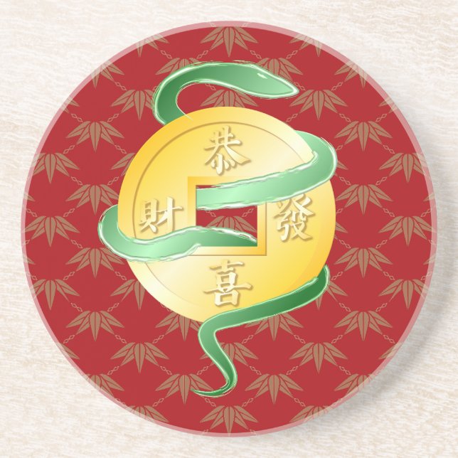 Posavasos Moneda de oro china del Año Nuevo Lunar de la Serp (Frente)