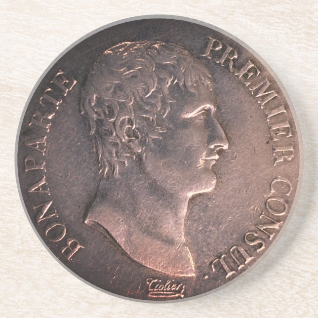 Posavasos Moneda de plata de Napoleón Bonaparte 1802 (Frente)