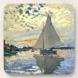 Posavasos Monet - Barco de vela en Le Petit-Gennevilliers<br><div class="desc">Pintura de Claude Monet,  barco de vela en Le Petit-Gennevilliers,  famoso arte fino</div>