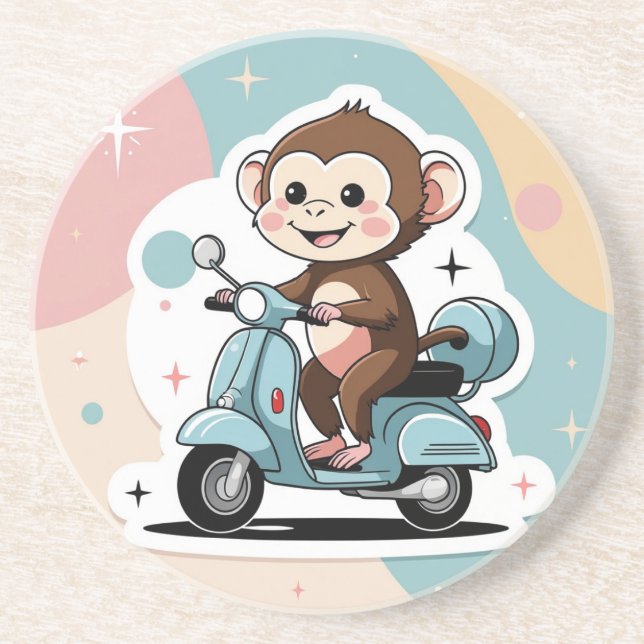 Posavasos Monkey driving a scooter (Frente)