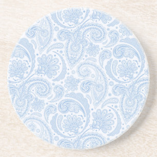 Posavasos Mono azul blanco lindo con estampado de paisley