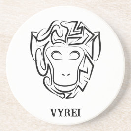 Posavasos Mono tribal blanco y negro