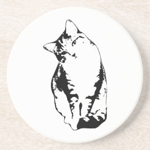Posavasos Monocromo de la escayola del gato del gato de la c