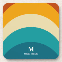 Monograma arcoiris Nombre personalizado Retro Traz