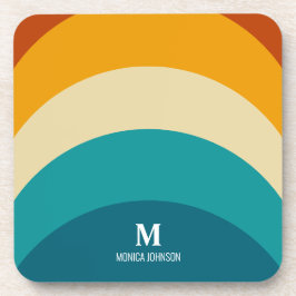 Posavasos Monograma arcoiris Nombre personalizado Retro Traz