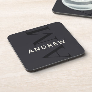 Posavasos Monograma azul con nombre