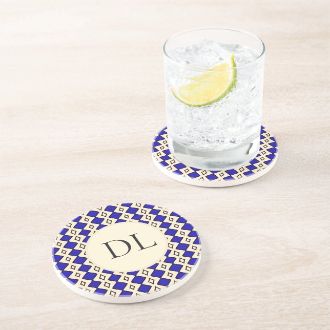 Posavasos Monograma Azul Real (Lado)