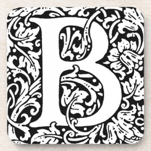 Posavasos Monograma B inicial. Patrón floral de nombre perso