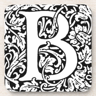 Posavasos Monograma B inicial. Patrón floral de nombre perso
