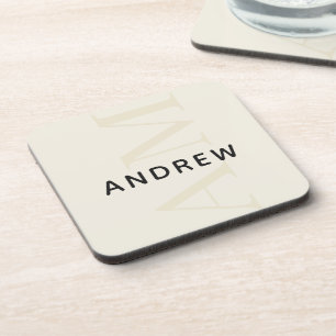 Posavasos Monograma beige claro de estilo con nombre