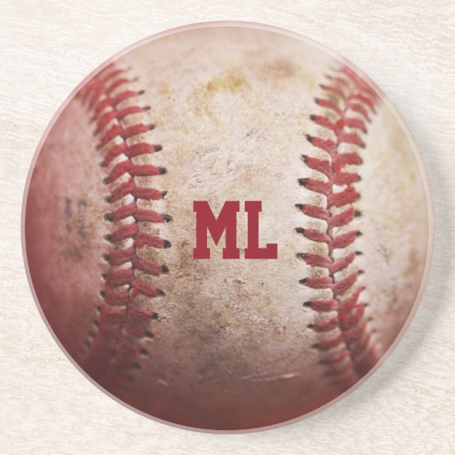 Posavasos Monograma Béisbol Ronda Arenisca (Frente)