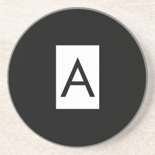 Posavasos Monograma blanco negro Letra inicial lino moderno