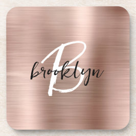 Posavasos Monograma blanco negro Metalizado cepillado de oro