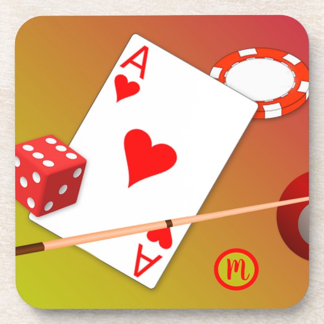 Posavasos Monograma Casino Poker Juegos de dados (Frente)