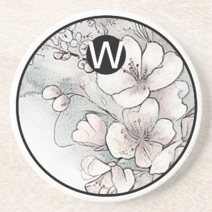 Posavasos Monograma Cerezo en flor de arenisca