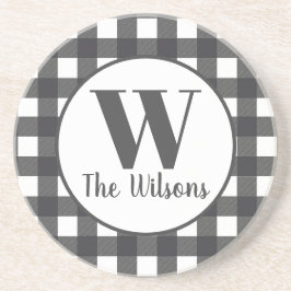 Posavasos Monograma clásico blanco grisáceo