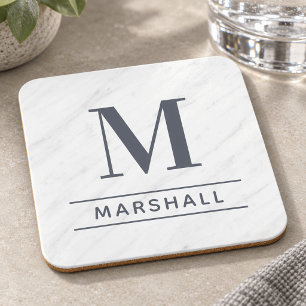 Posavasos Monograma clásico de nombre en serif gris pizarra