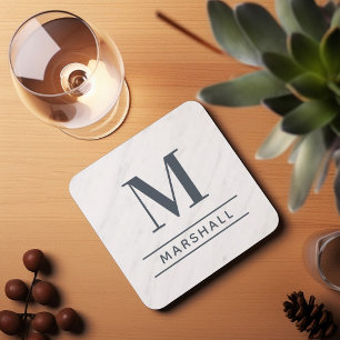 Posavasos Monograma clásico de nombre en serif gris pizarra