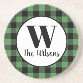 Posavasos Monograma clásico negro con relleno de búfalo