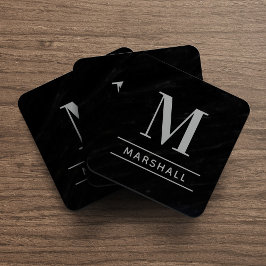 Posavasos Monograma clásico personalizado de grises de agua